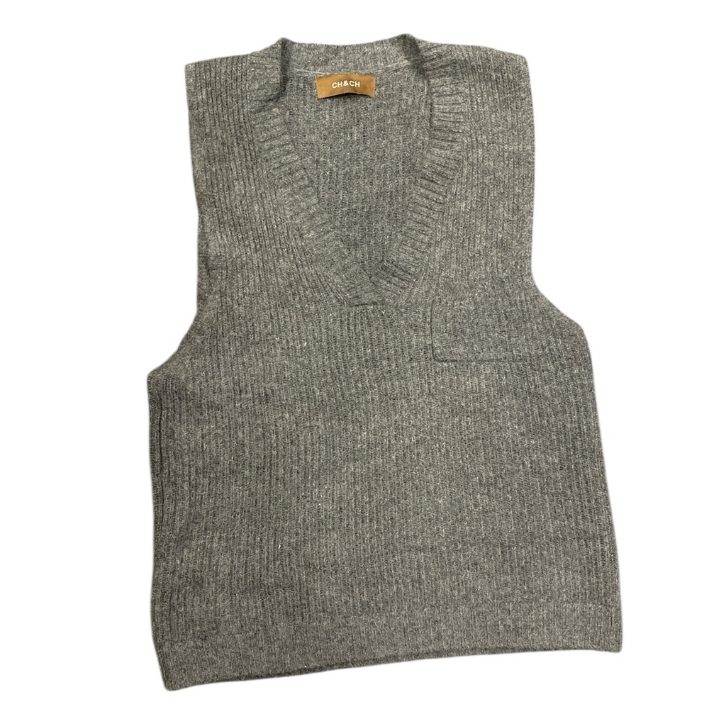 CH&CH Grey Wool-Blend Knit Sweater Vest | Vintage Nordic Cabin Style M/L unisex